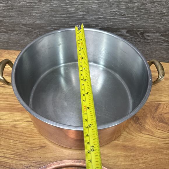 Culinox Spring Switzerland 3.5 Qt Copper Sauce Pan With Lid Brass Handle - Picture 6 of 11